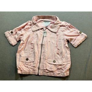 Wet Seal Shirt Girls Extra Large Pink Collared Zip Short Sleeve Kids Youth.‎